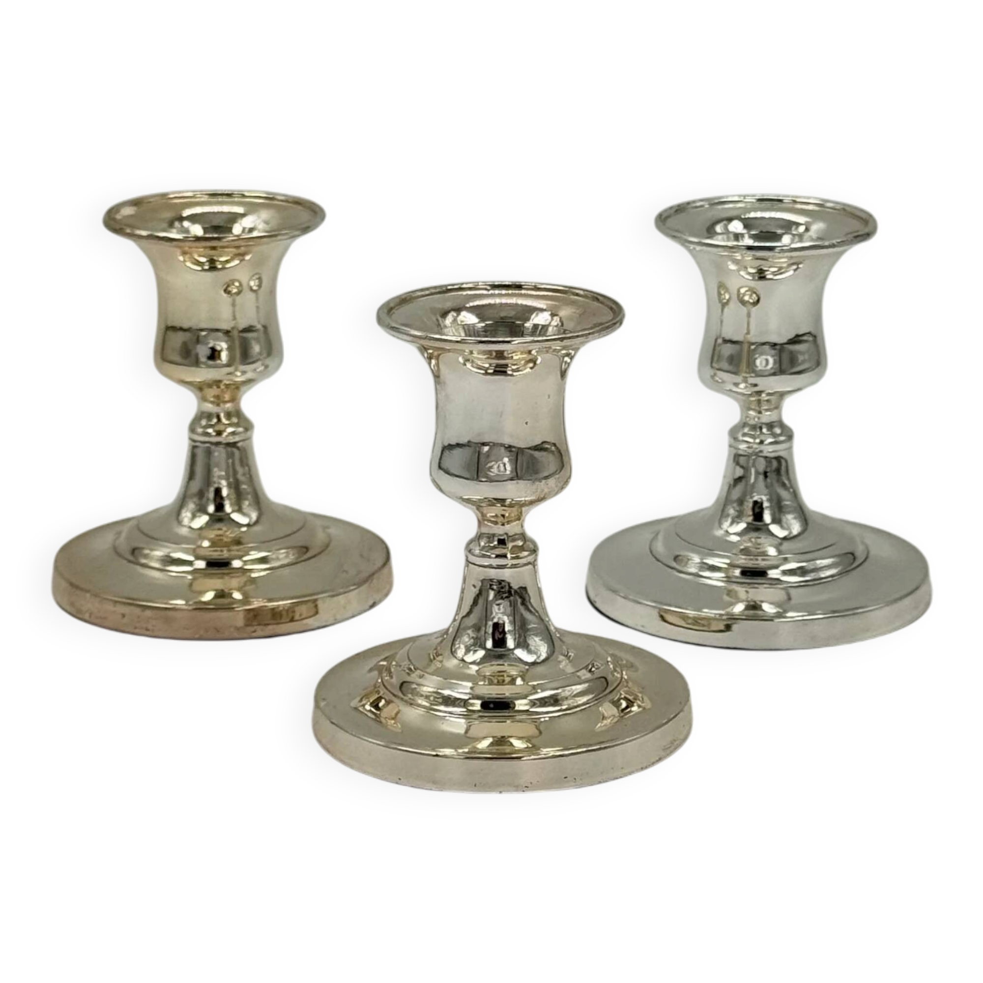 Set of 3 vintage silver-plated candle holders