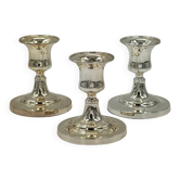 Lot de 3 bougeoirs vintage en métal argenté