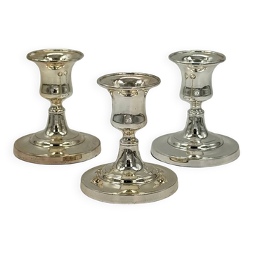 Set of 3 vintage silver-plated candle holders