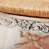 Chair provençale of nanny, mulched, white patina