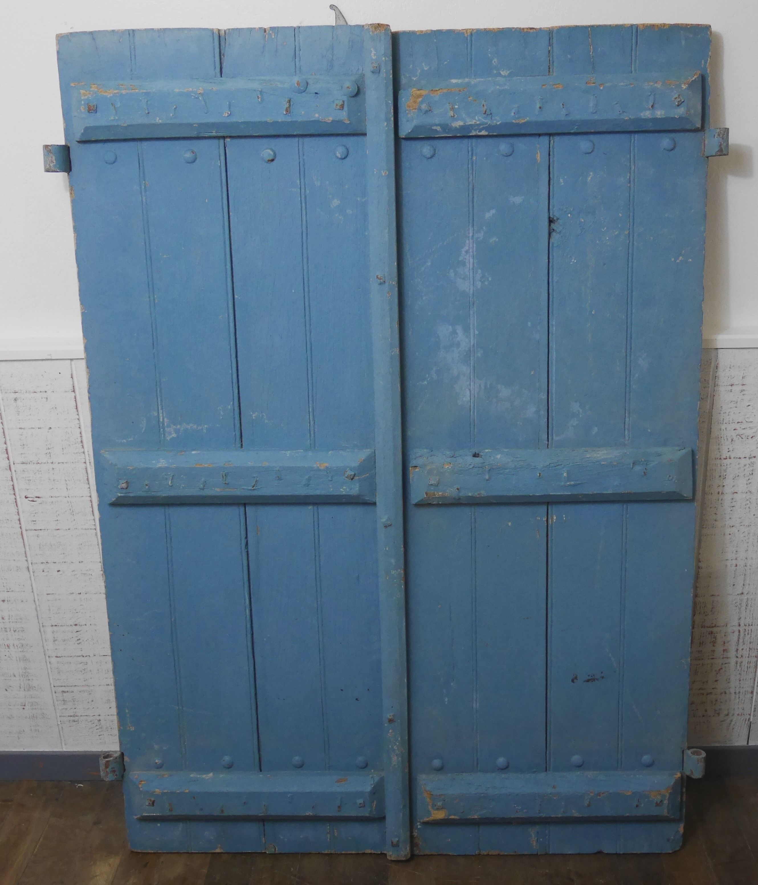 Pair of blue oak shutters