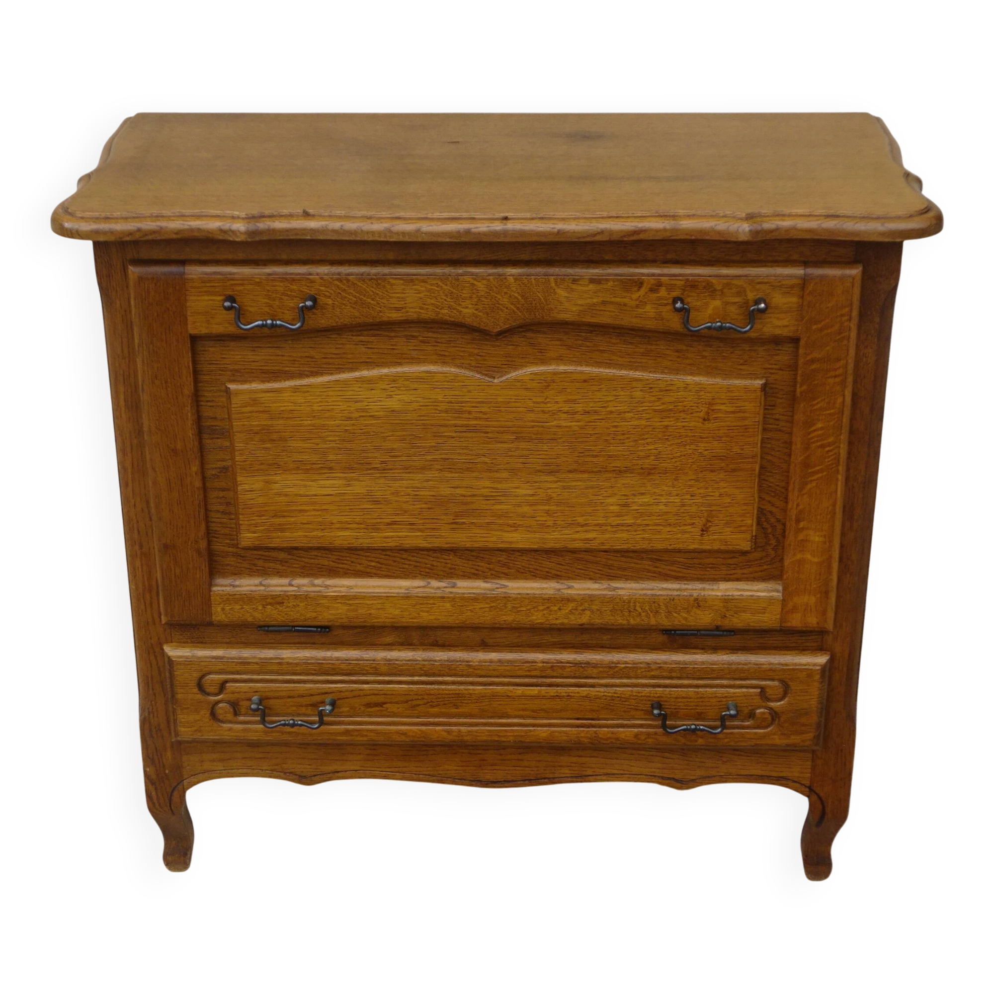 Small oak sideboard with 1 drawer and 1 drop-down door.