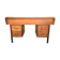 Vintage oak console desk table with square metal tube base (knitting machine)