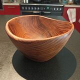 Salad bowl and salad cutlery made of exotic wood