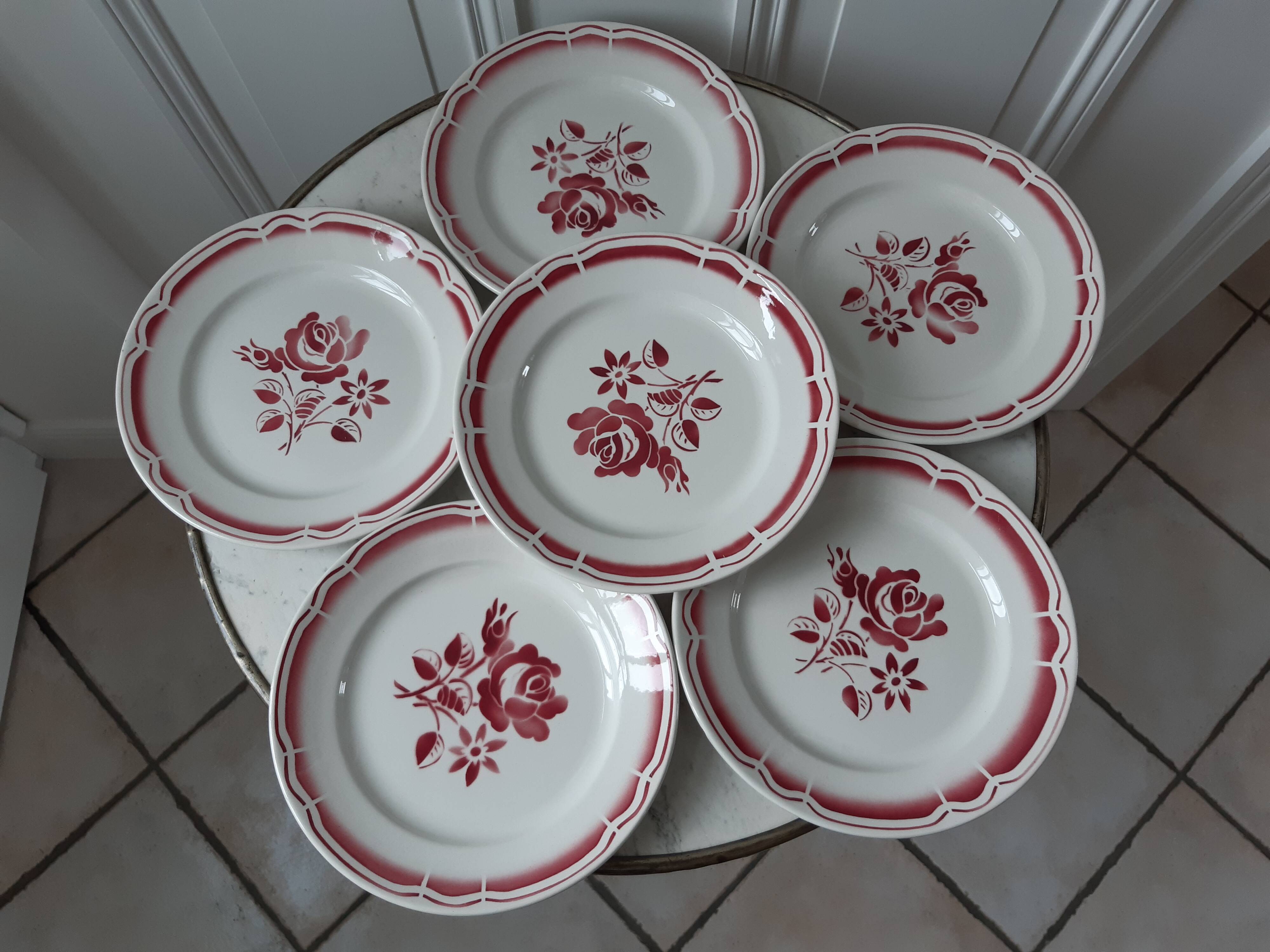 Set of 6 flat plates Badonviller years 20-30
