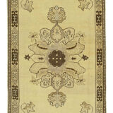 1950s Hand-Knotted Unique Turkish Beige Carpet 112 cm x 207 cm