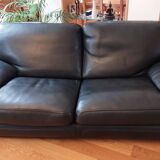 Roche Bobois black leather sofa