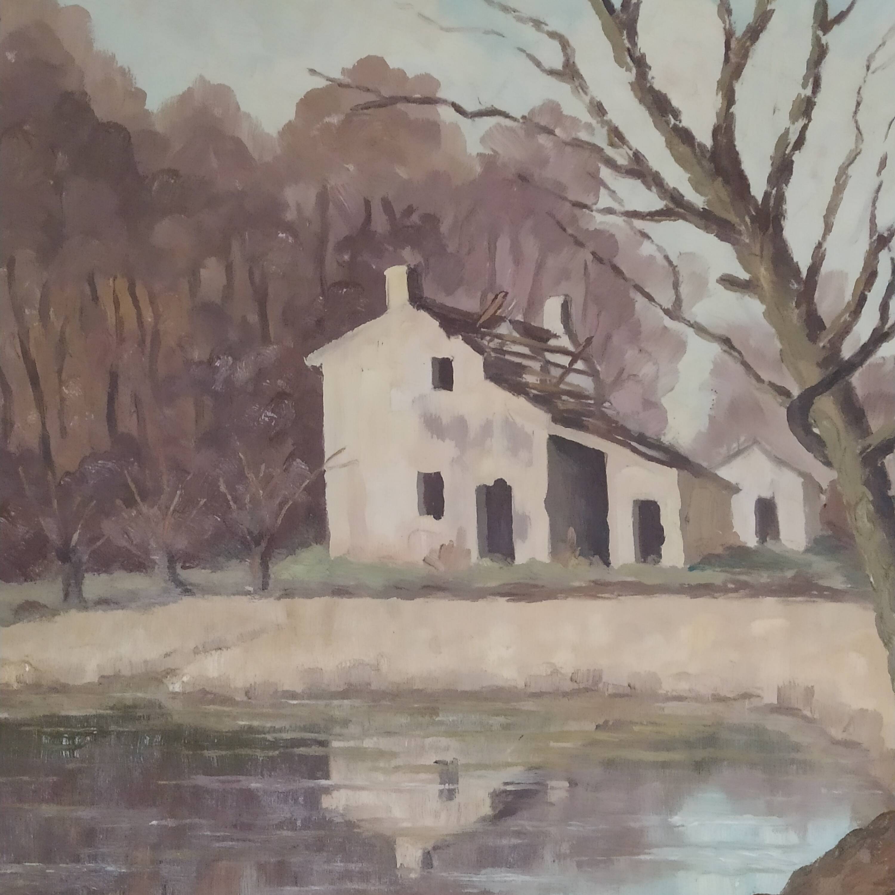 Pierre Uhl (1908-1986) – Large oil on panel, landscape of the South-West