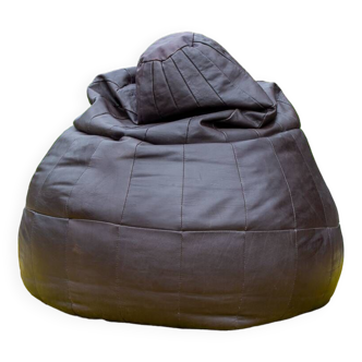 Pouf poire en cuir patchwork marron De Sede