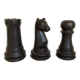 Trio of chess game candlesticks, rook, knight, pawn