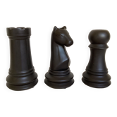 Trio de bougeoirs jeux d’échecs tour cavalier pion