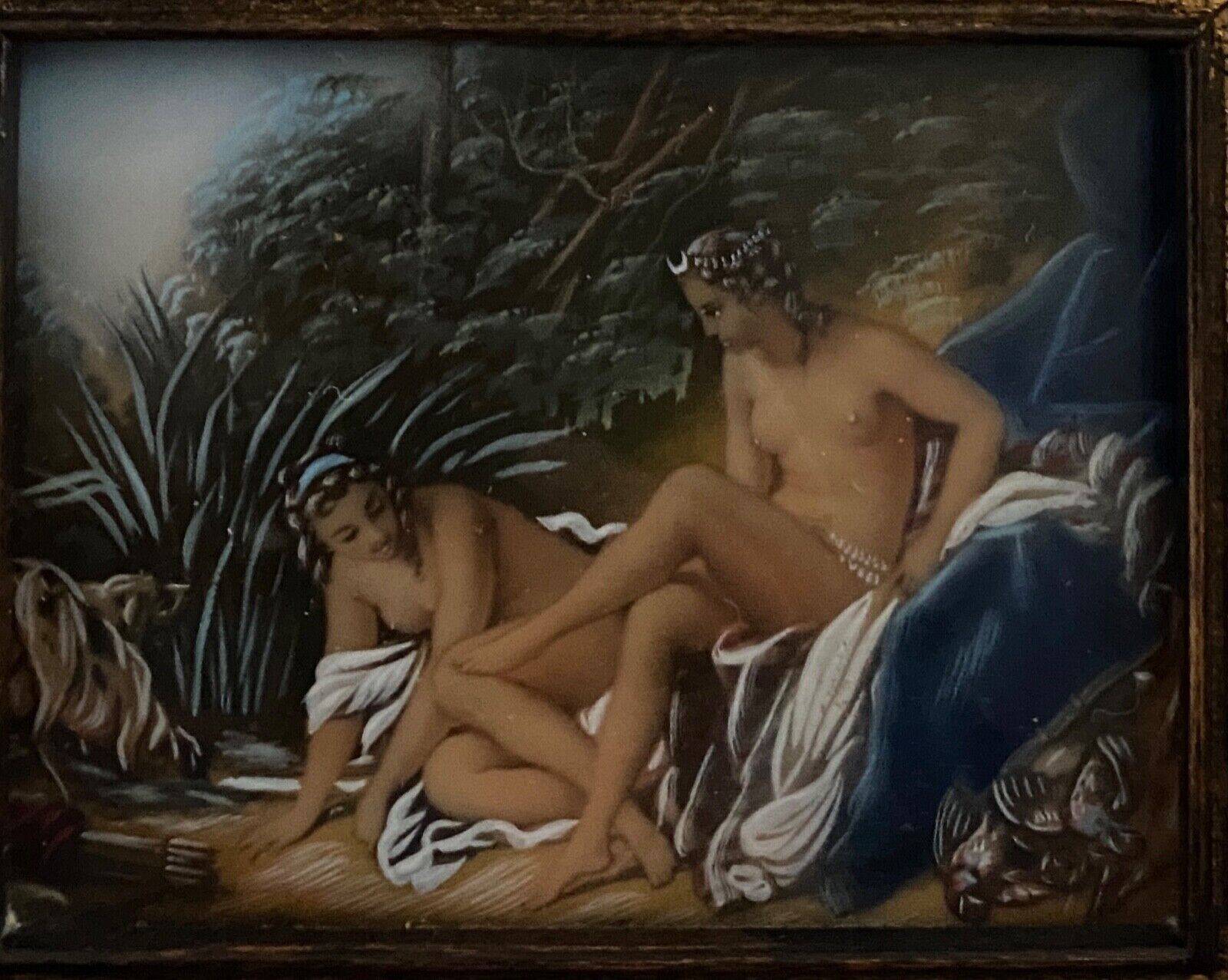 Hand-painted miniature Diane emerging from the bath after Boucher