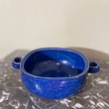 Plat en grès émaillé bleu