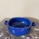 Blue glazed stoneware dish