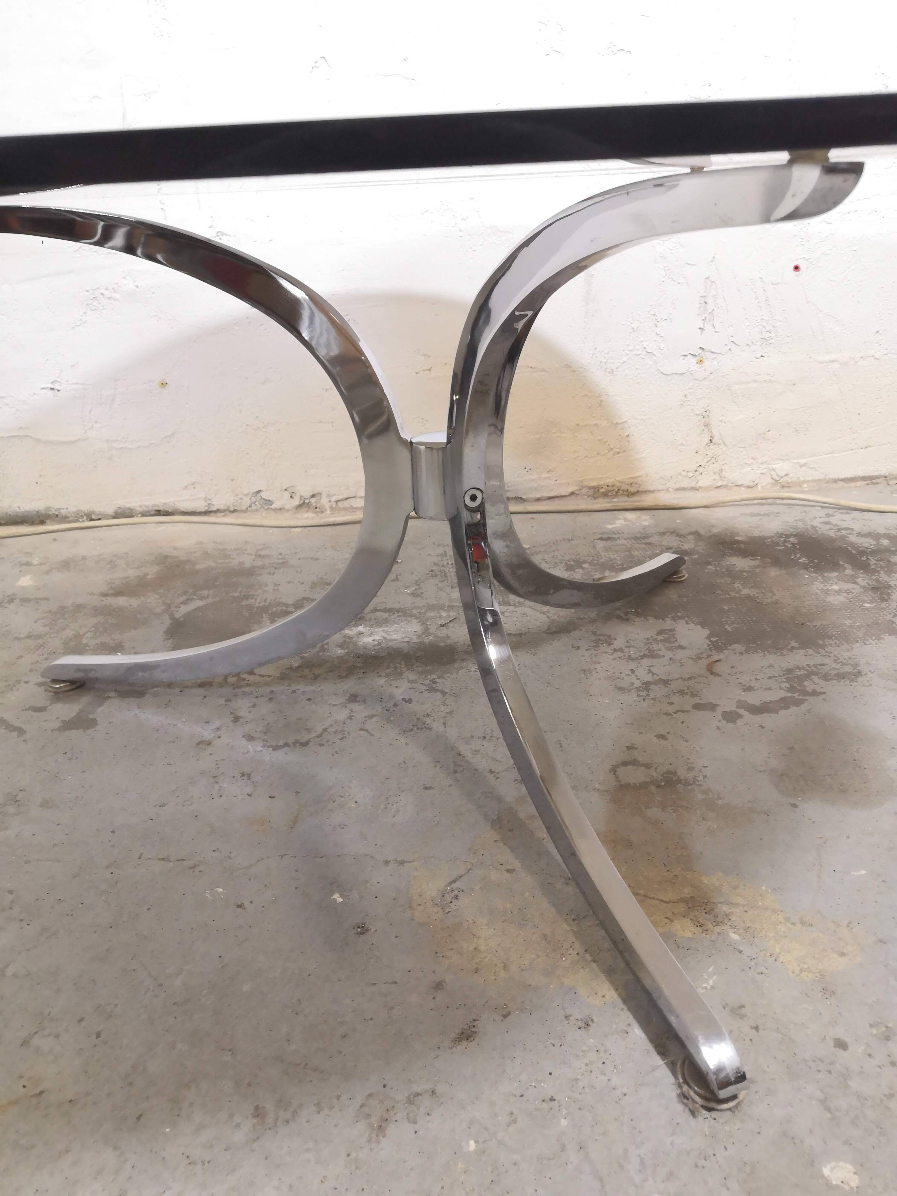 Vintage coffee table, chrome and glass