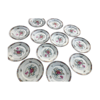 Lot de 12 assiettes à dessert Haviland Pondichery