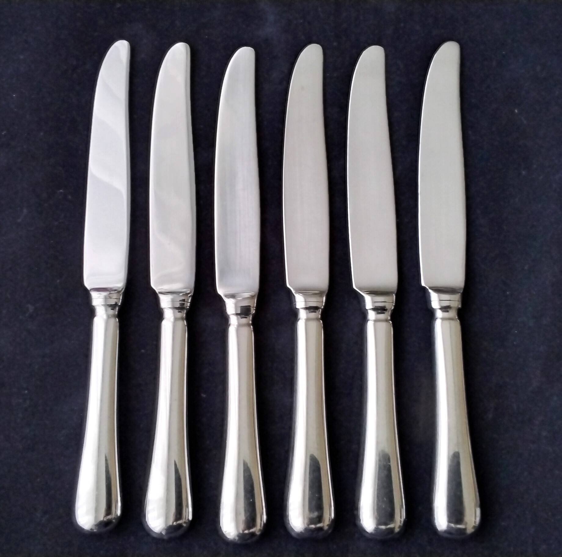 6 Silver-plated and Stainless Steel Table Knives Jean Couzon 24 cm