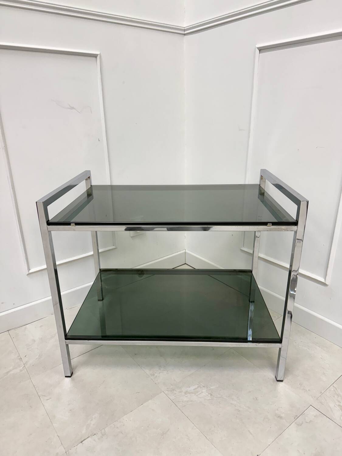 Vintage chrome and smoked glass serving trolley