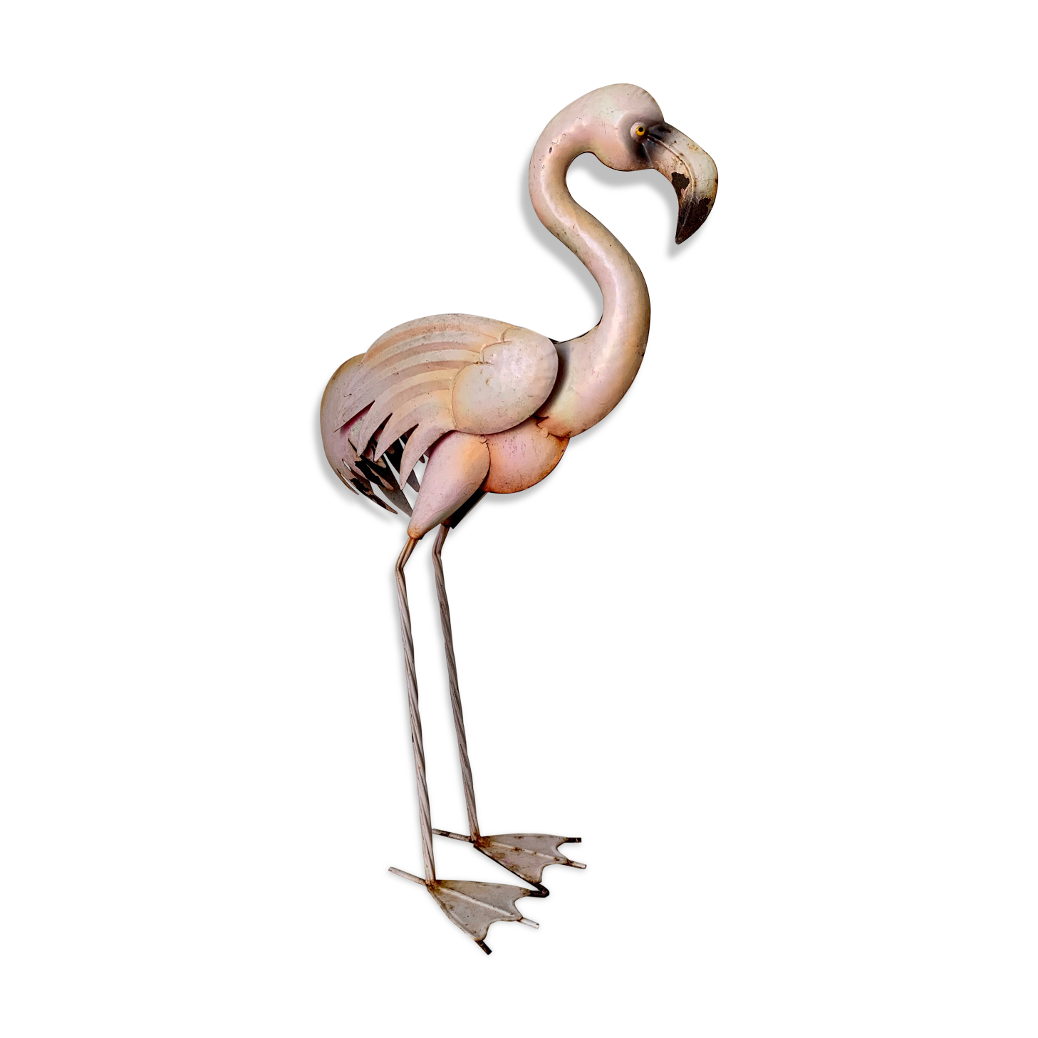 Old decorative pink flame in painted metal