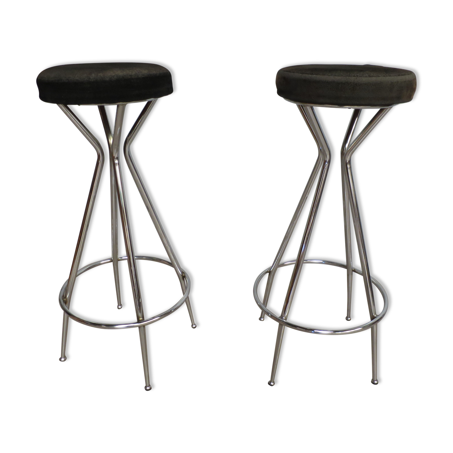 Pair of 60s chrome designer stools