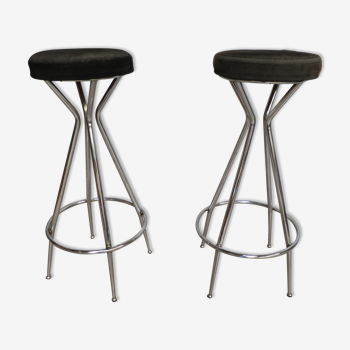 pair of stool design 60s chrome