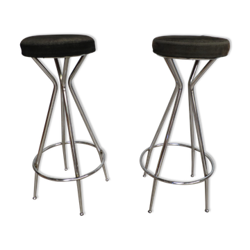 Pair of 60s chrome designer stools