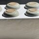 Set of 7 handmade grey glazed ceramic deep plates D18.5 H5.