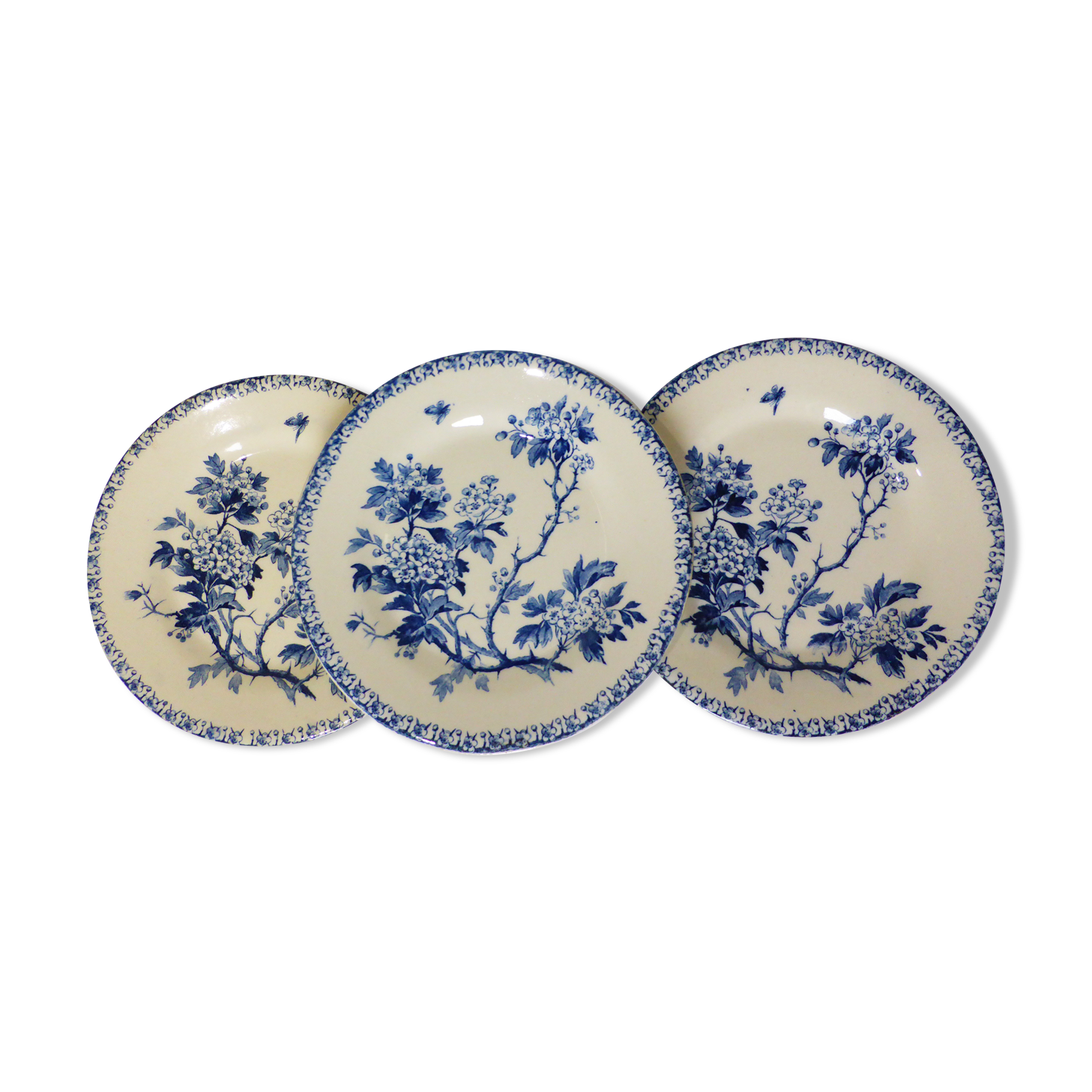 3 plates dessert in iron earth of Gien mondèle Hawthorn 211224