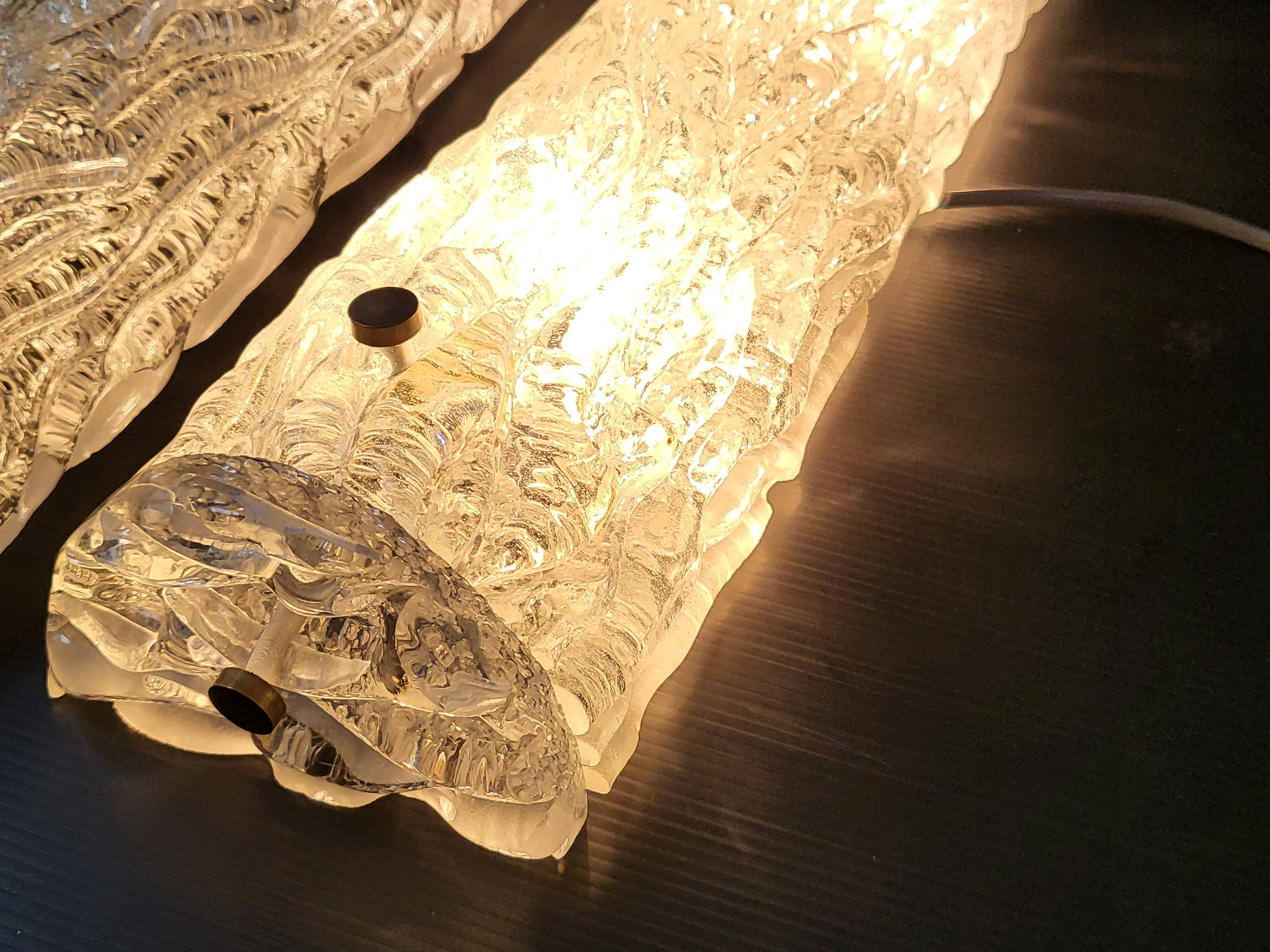 Pair of vintage frosted glass wall lights 1950