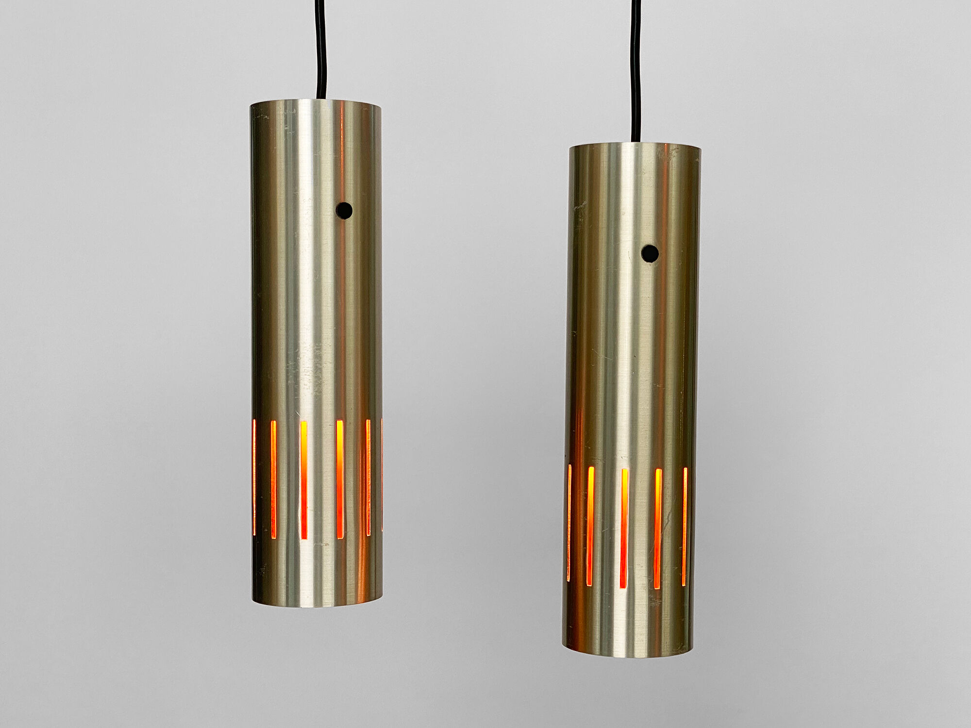 Pair of pendant lights "Trombone" by Jo Hammerborg for Fog & Mørup. Denmark 1960s