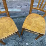 Paire de chaises bistrot 1950 brasserie bois courbé
