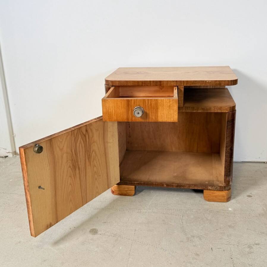 Pair of Art Deco Bedside Tables, Streamline Design, 1950s