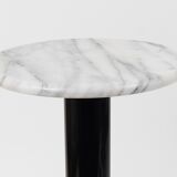 Postmodern pedestal table / plant stand in white Carrara marble, Italy, 1980s