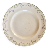 Assiette plate ancienne terre de fer Longwy modèle Violetta