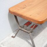 Wooden coffee table with wrought iron structure, side table, end of sofa, vintage table