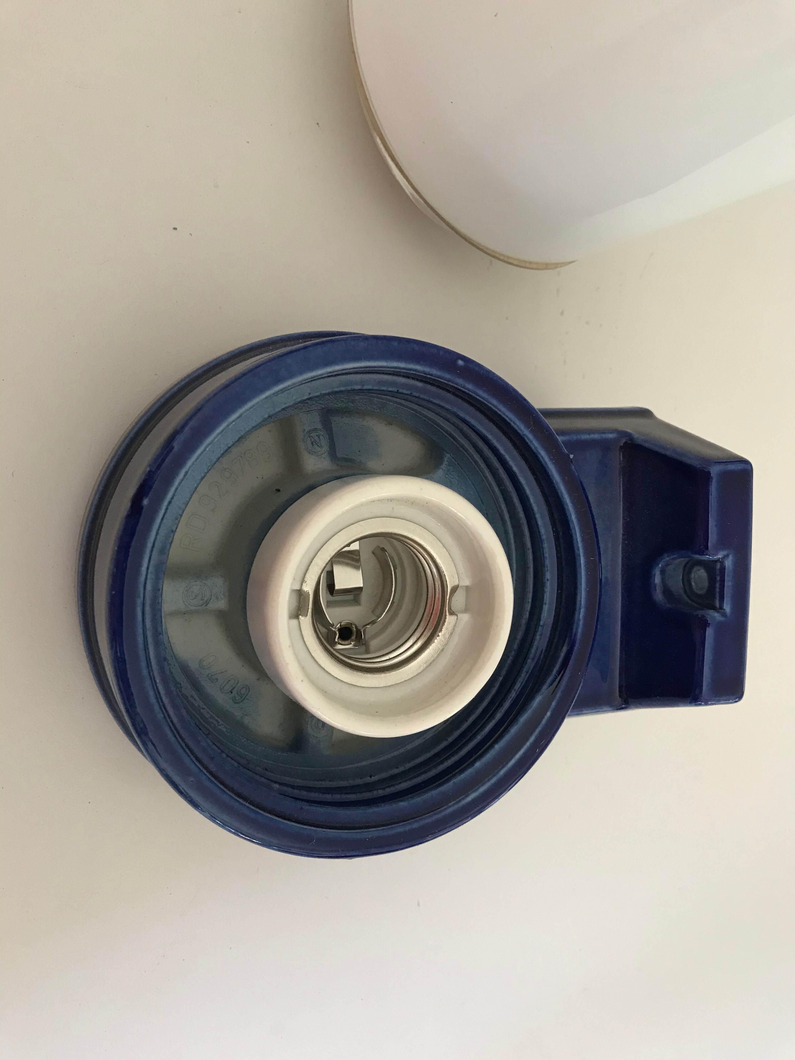 Pair of ceramic and opaline IFÖ sconces