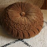 Velvet cushion rosette bronze camel braided