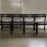 Set of vintage design slat chairs