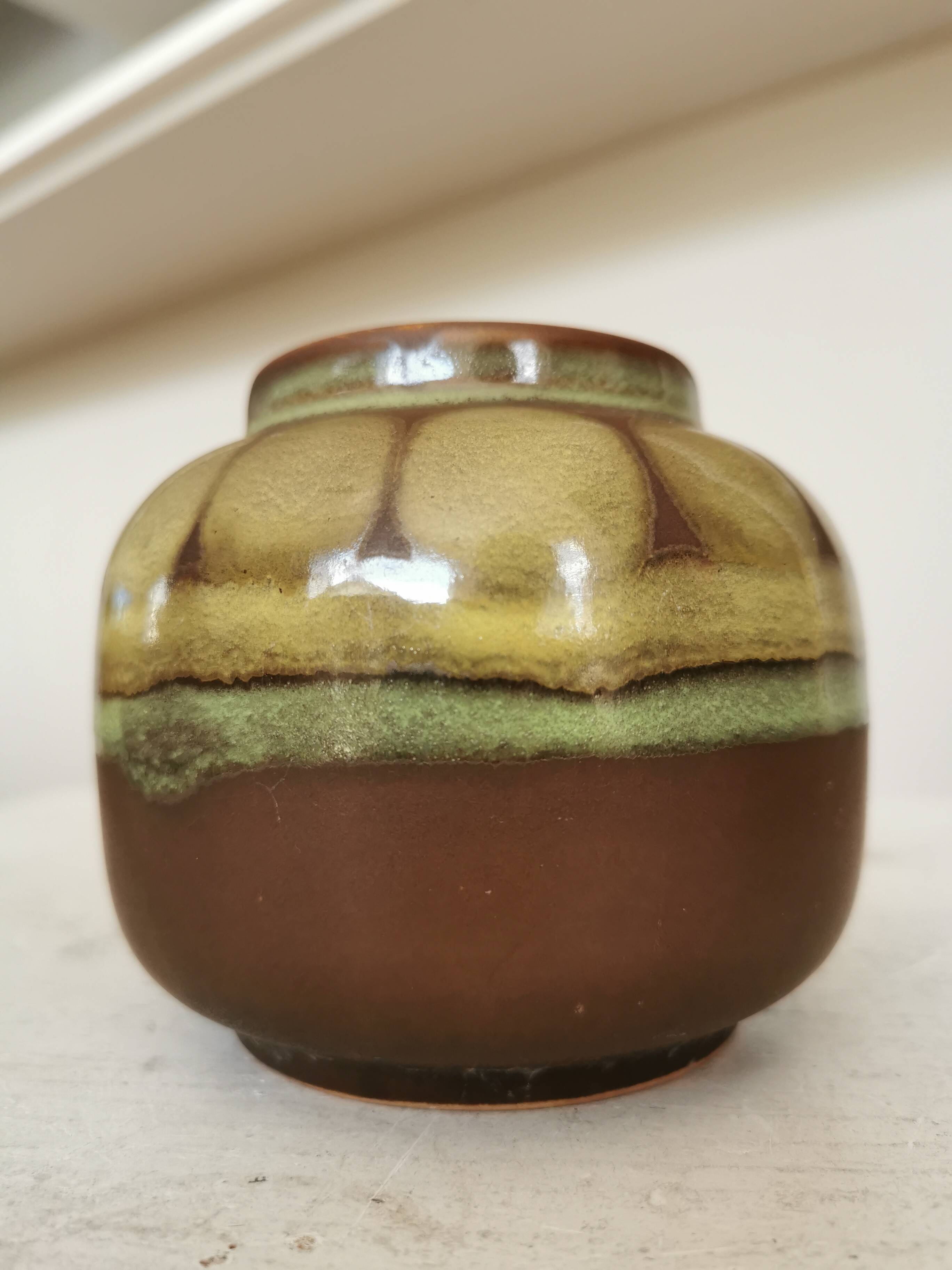 Vintage Olive Green Glazed Vase: 1970s KIL Ceramic Pottery