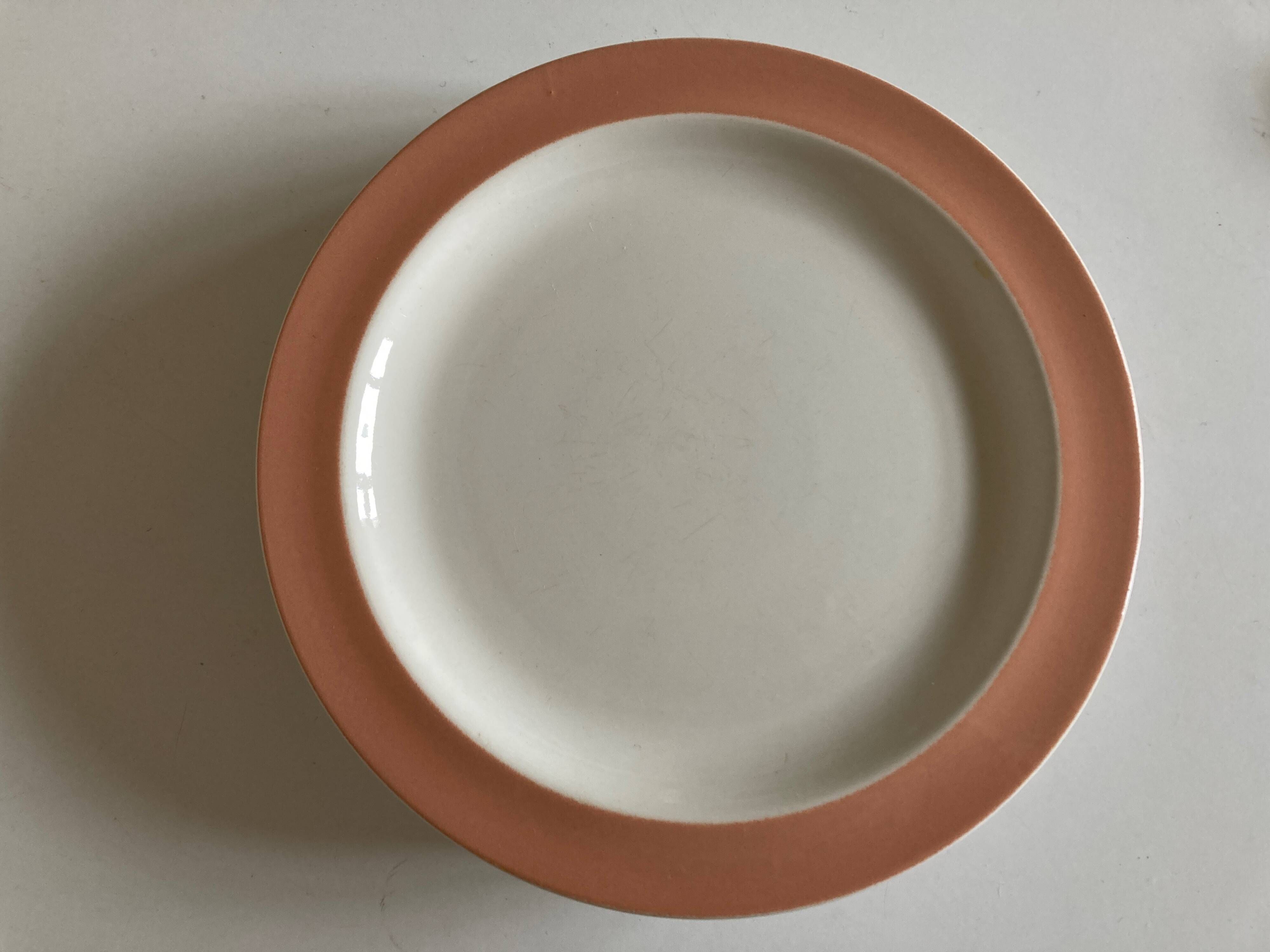 Set of 6 flat plates 1958 mid century Boch Frères Keralux Belgium