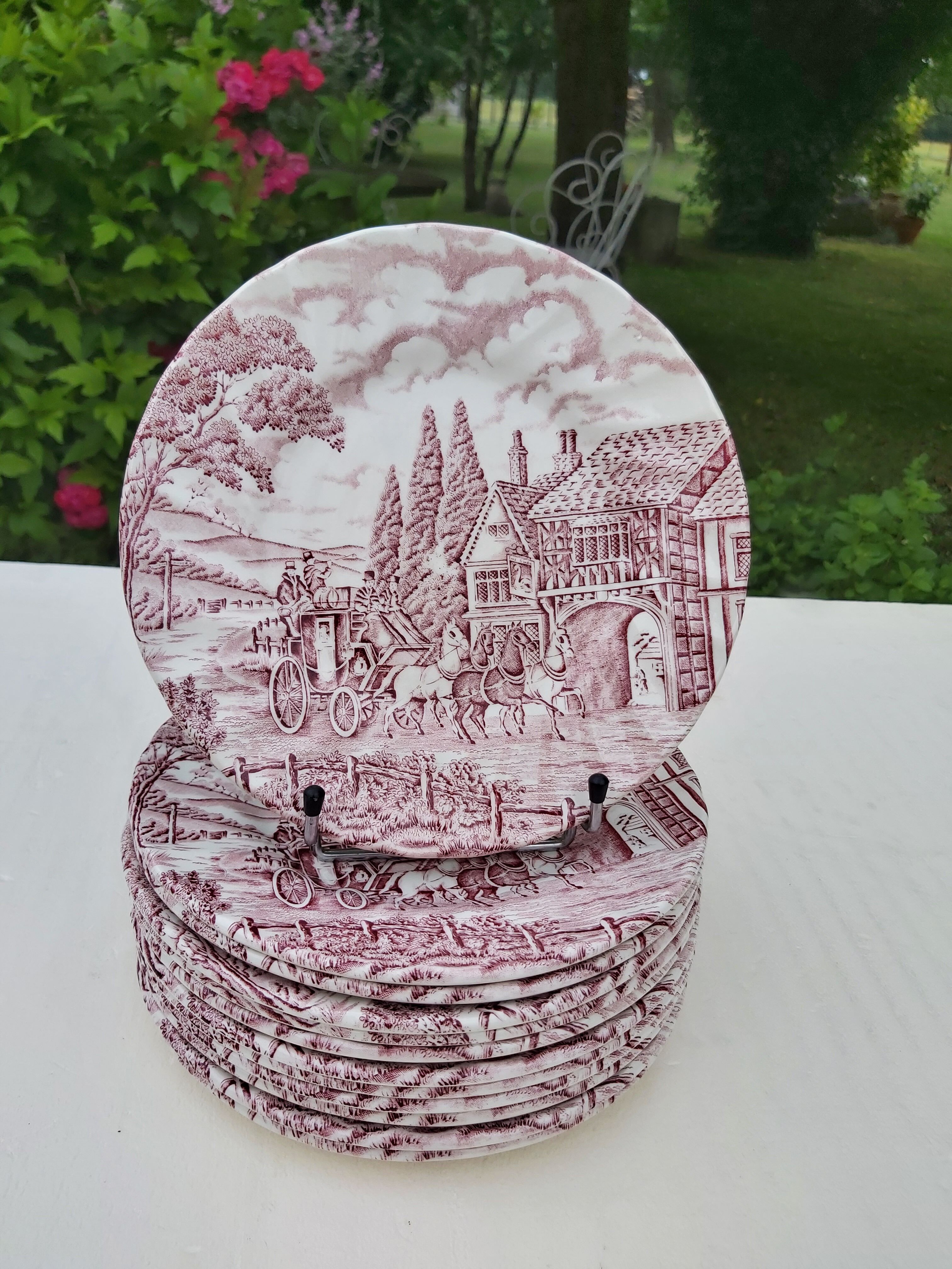 12 English dessert plates Myott Royal Mail