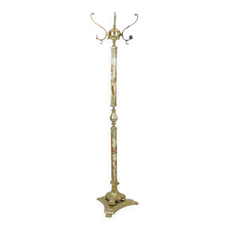 Porte-manteau Hollywood Regency Onyx et Laiton Années 50 167cm