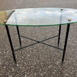 Oval glass and brass coffee table 1950