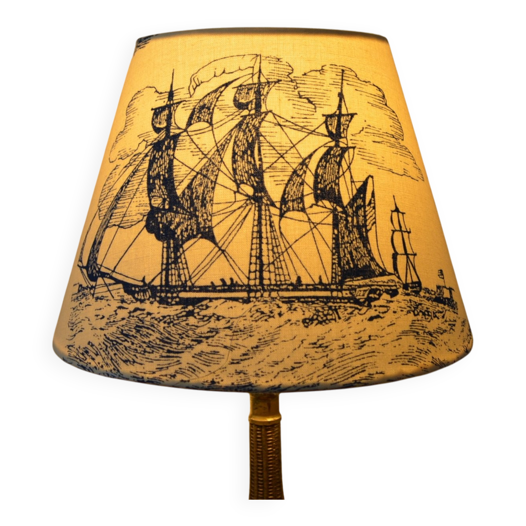Jouy fabric lampshade, marine decoration