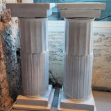 Pair of glazed terracotta harness columns