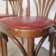 Vintage Bentwood Dining Chairs - Thonet Style - Red Faux Leather - Set of 4