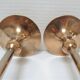 Pair of Scandinavian candlesticks brass vintage steel