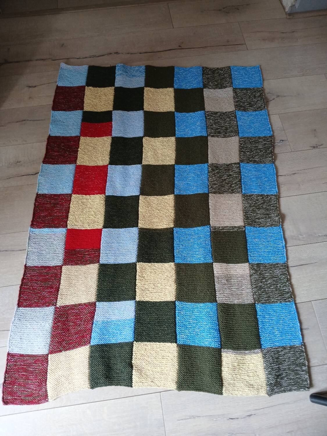 Plaid patchwork tricoté main