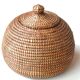 Round braided fiber box, basket, 80s
