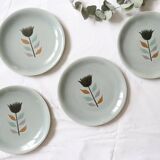 Set of 4 flat plates Salins, Montpezat pattern, vintage French